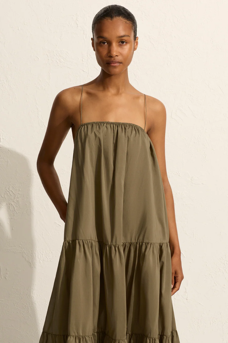 Voluminous Tiered Sundress Olive - Image 3