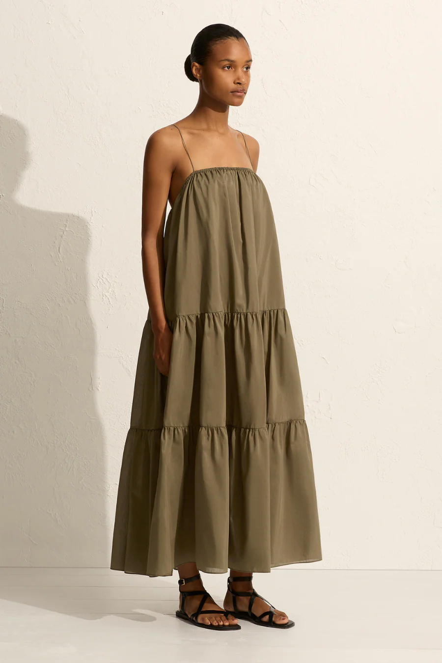 Voluminous Tiered Sundress Olive - Image 4