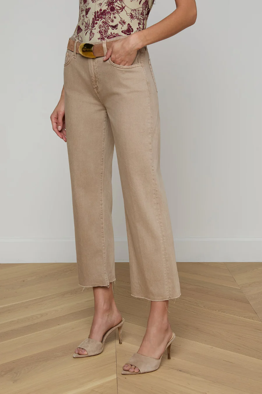 Wanda Cropped Wide Leg Jean Biscuit - Image 3