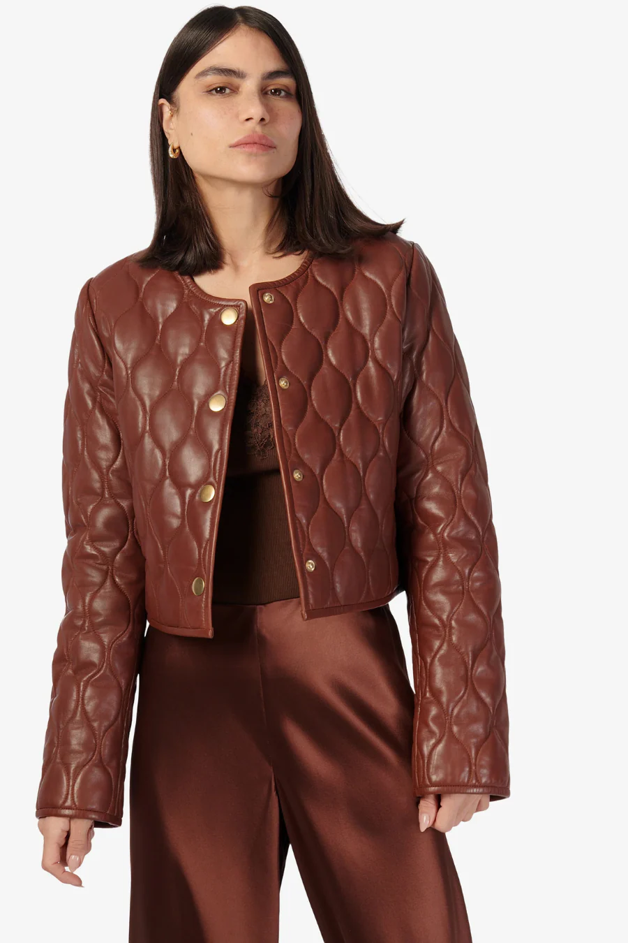 Wanda Genuine Leather Jacket Mousse - Image 3