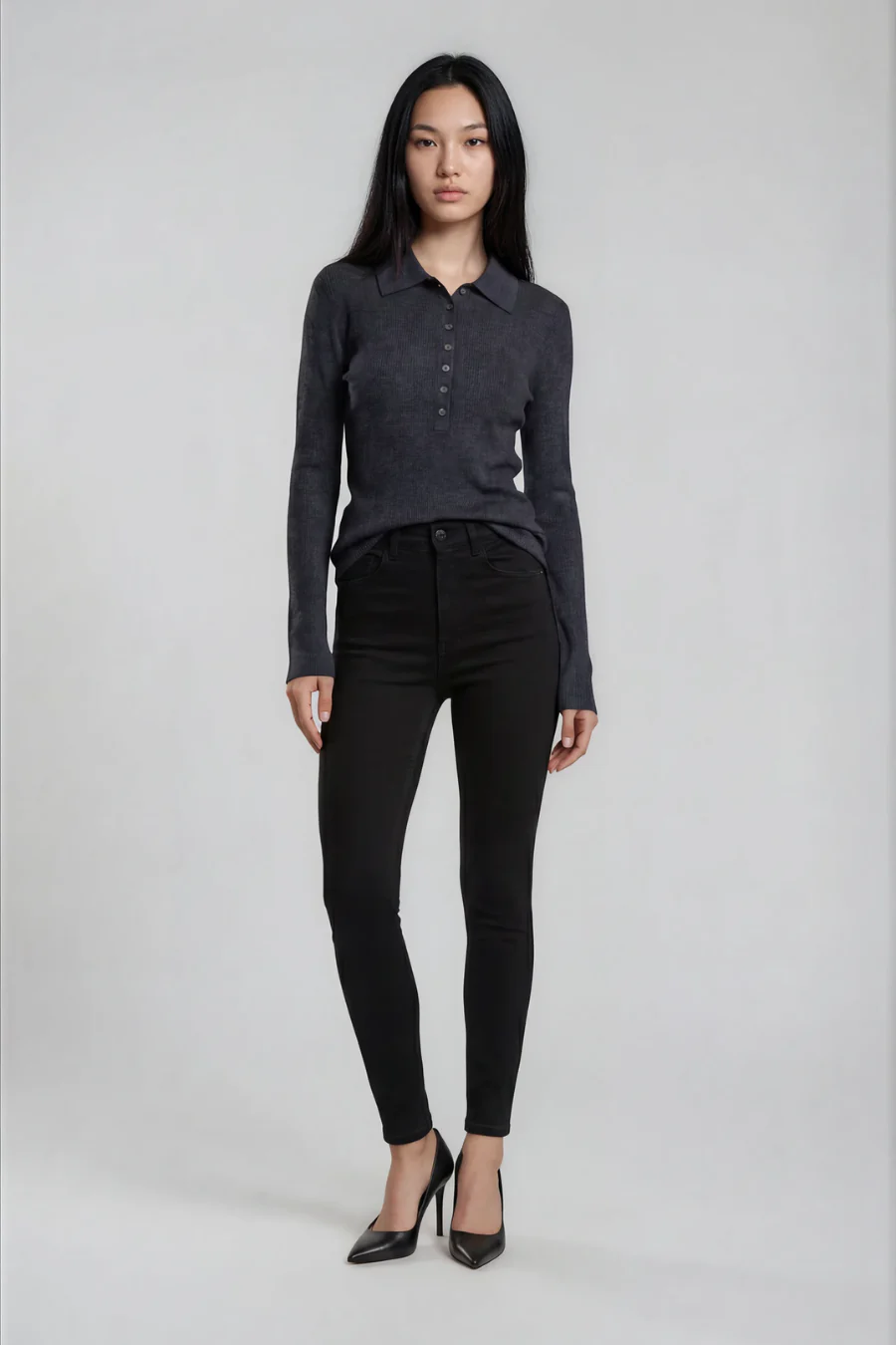 Wool Polo Dark Gray - Image 2