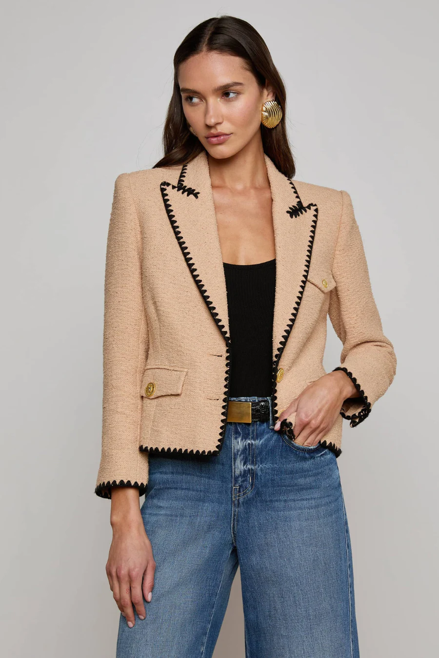Wylla Tweed Blazer Cappuccino/ Black