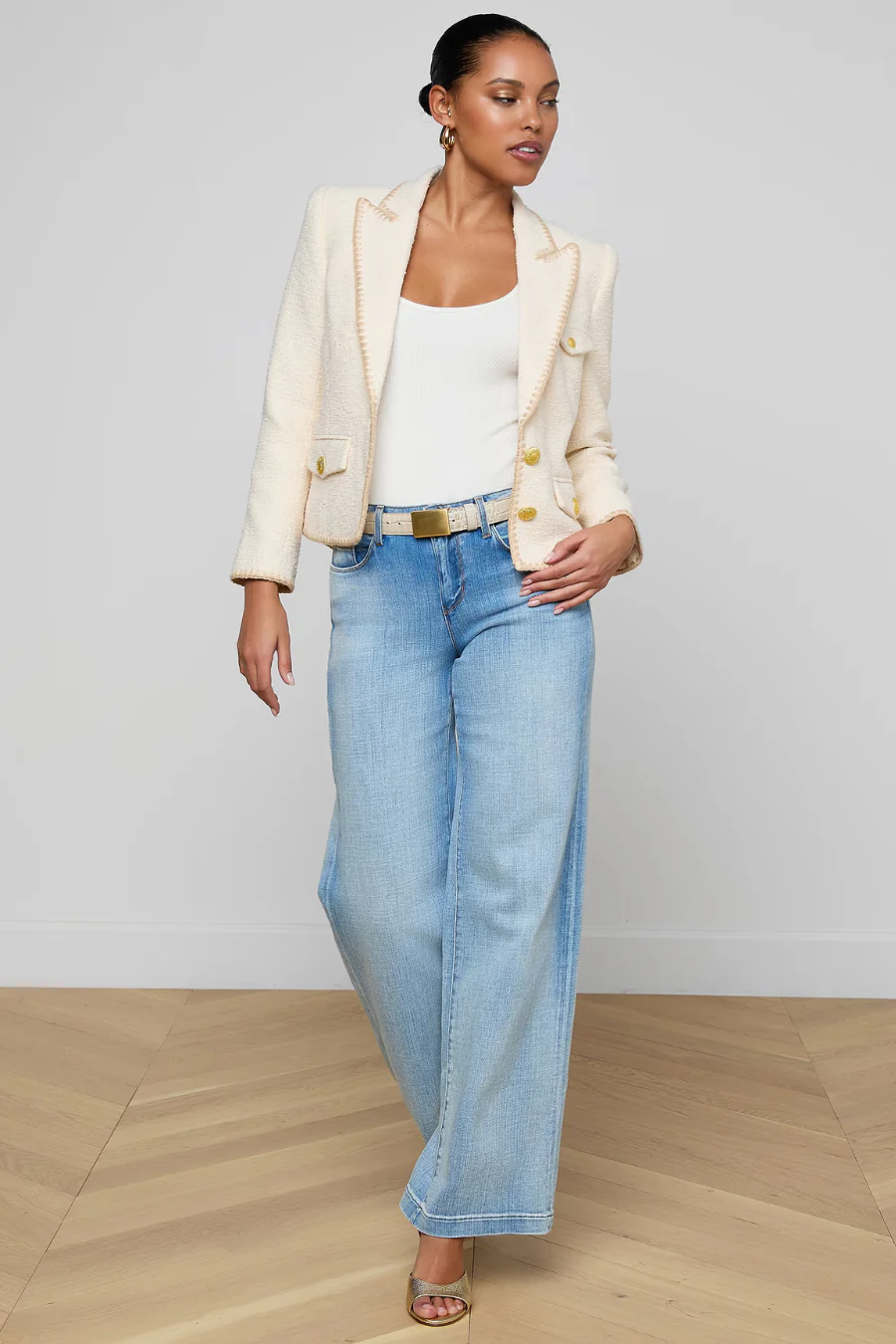 Wylla Tweed Blazer Ecru/Biscuit