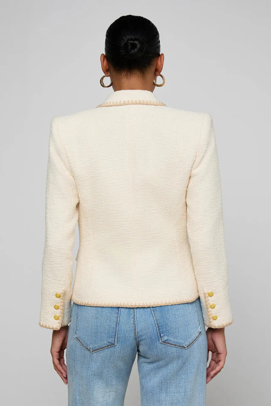 Wylla Tweed Blazer Ecru/Biscuit - Image 2