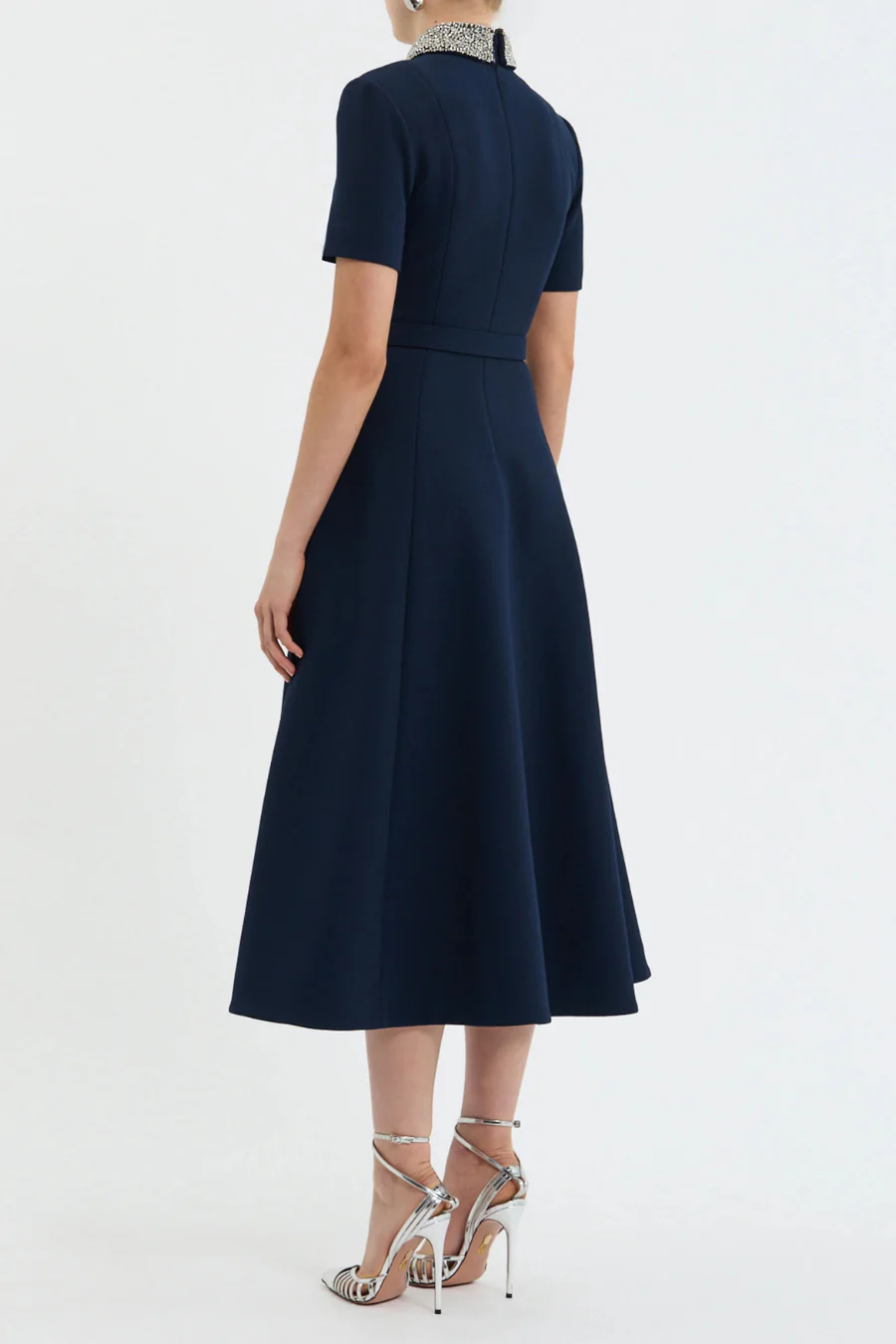 Xena Short Sleeve Midi Dress Navy - Image 2