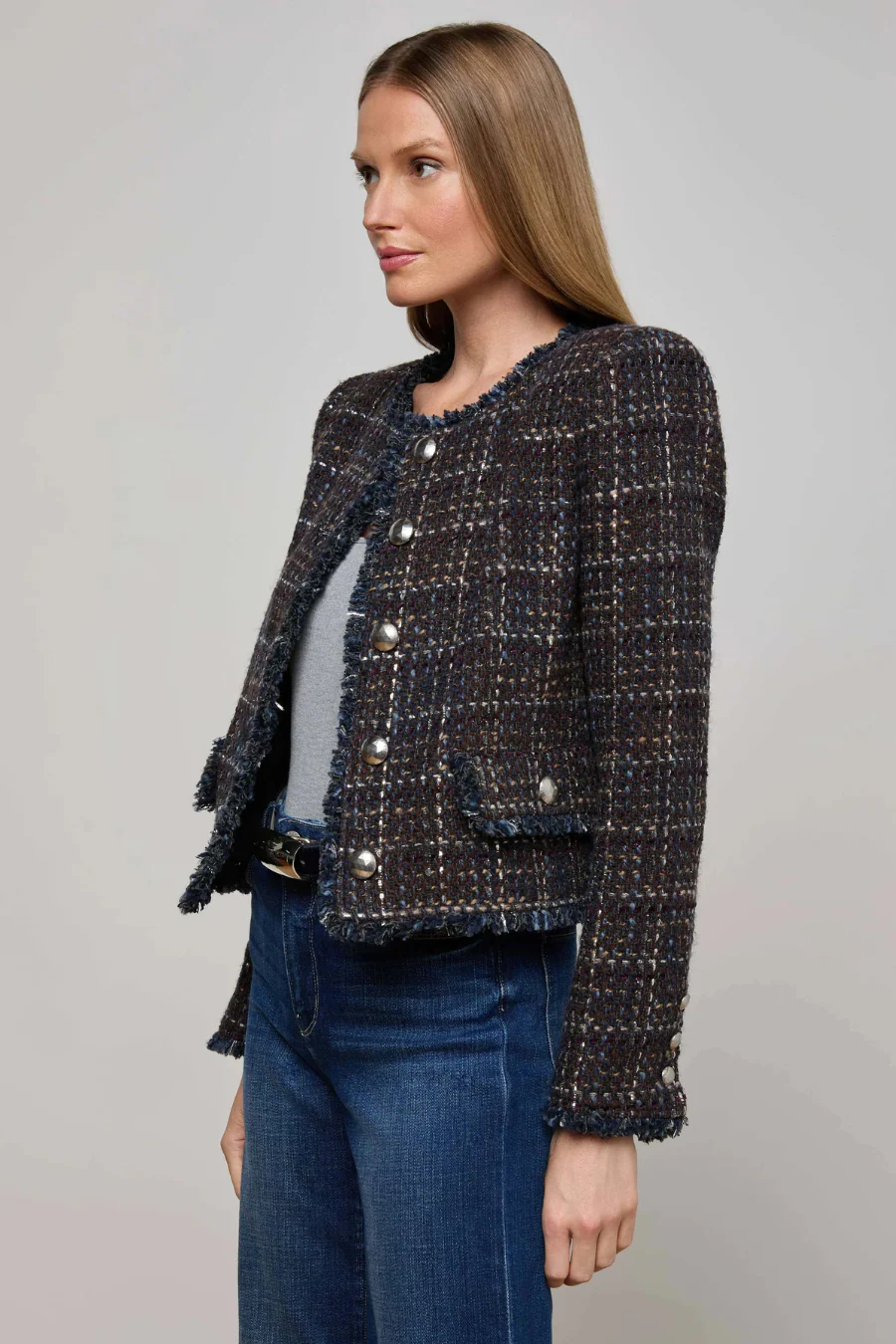 Zaya Tweed Jacket Midnight Brown Muti Tweed - Image 2