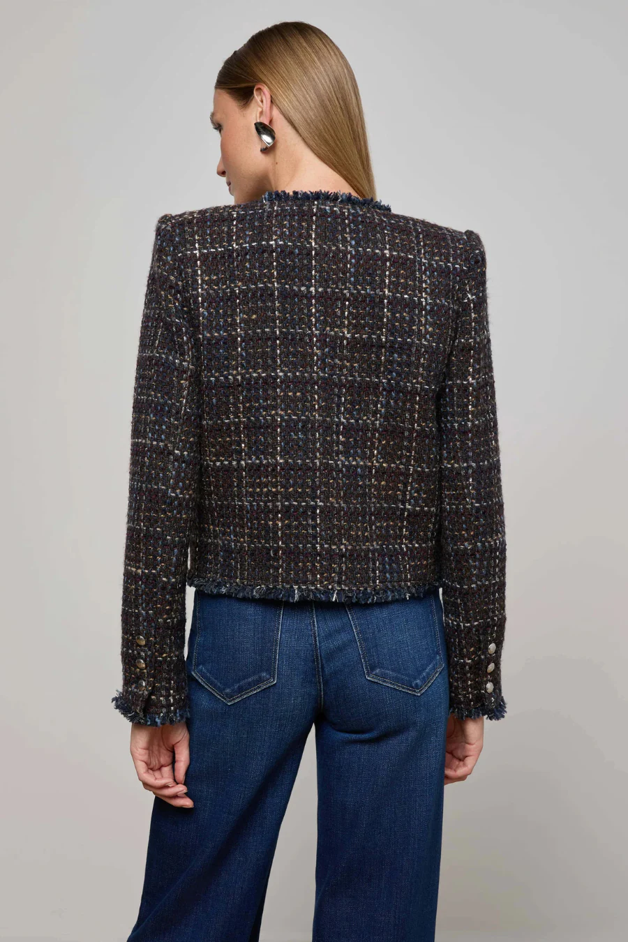 Zaya Tweed Jacket Midnight Brown Muti Tweed - Image 3