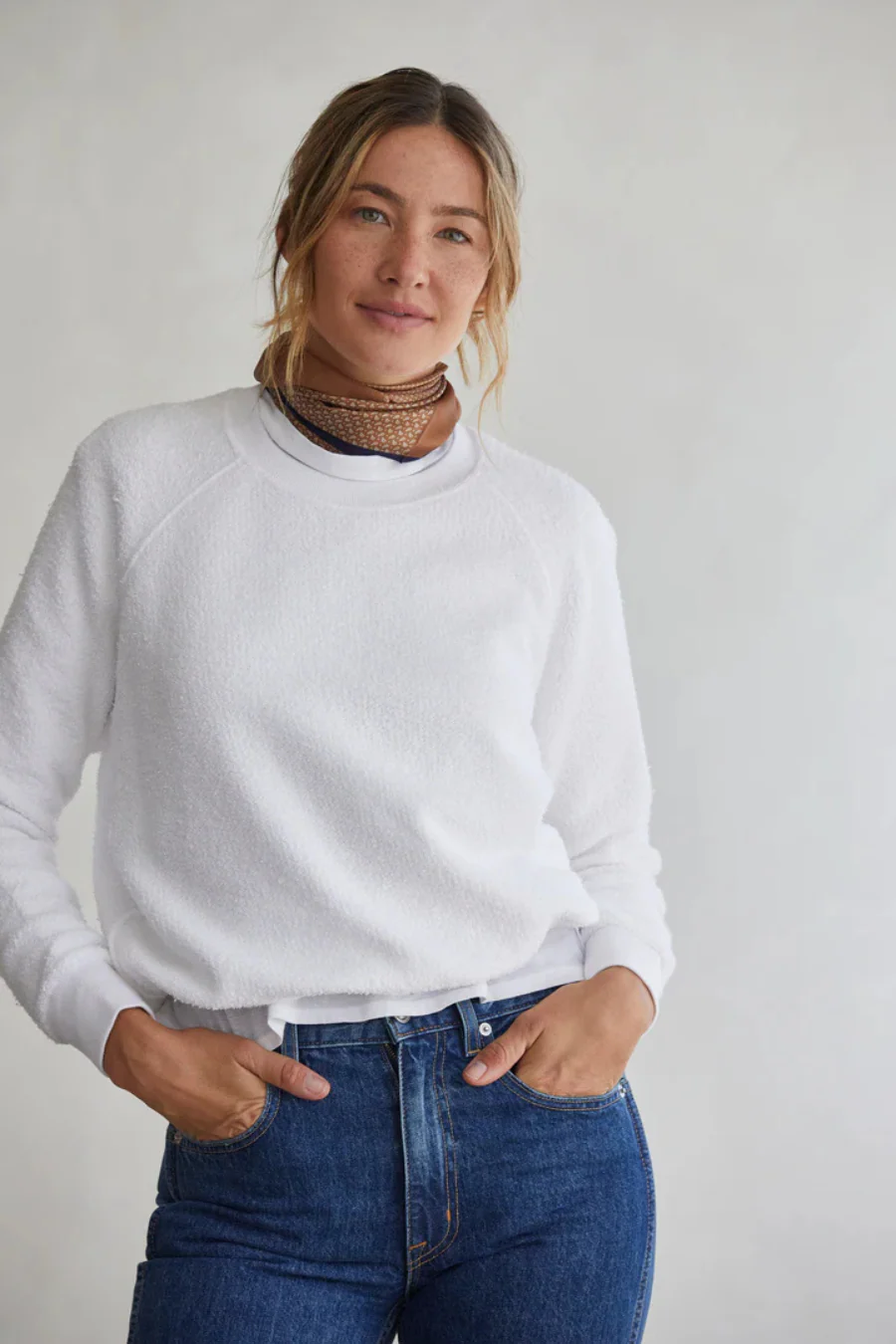 Ziggy Cotton Fleece Crew White - Image 2