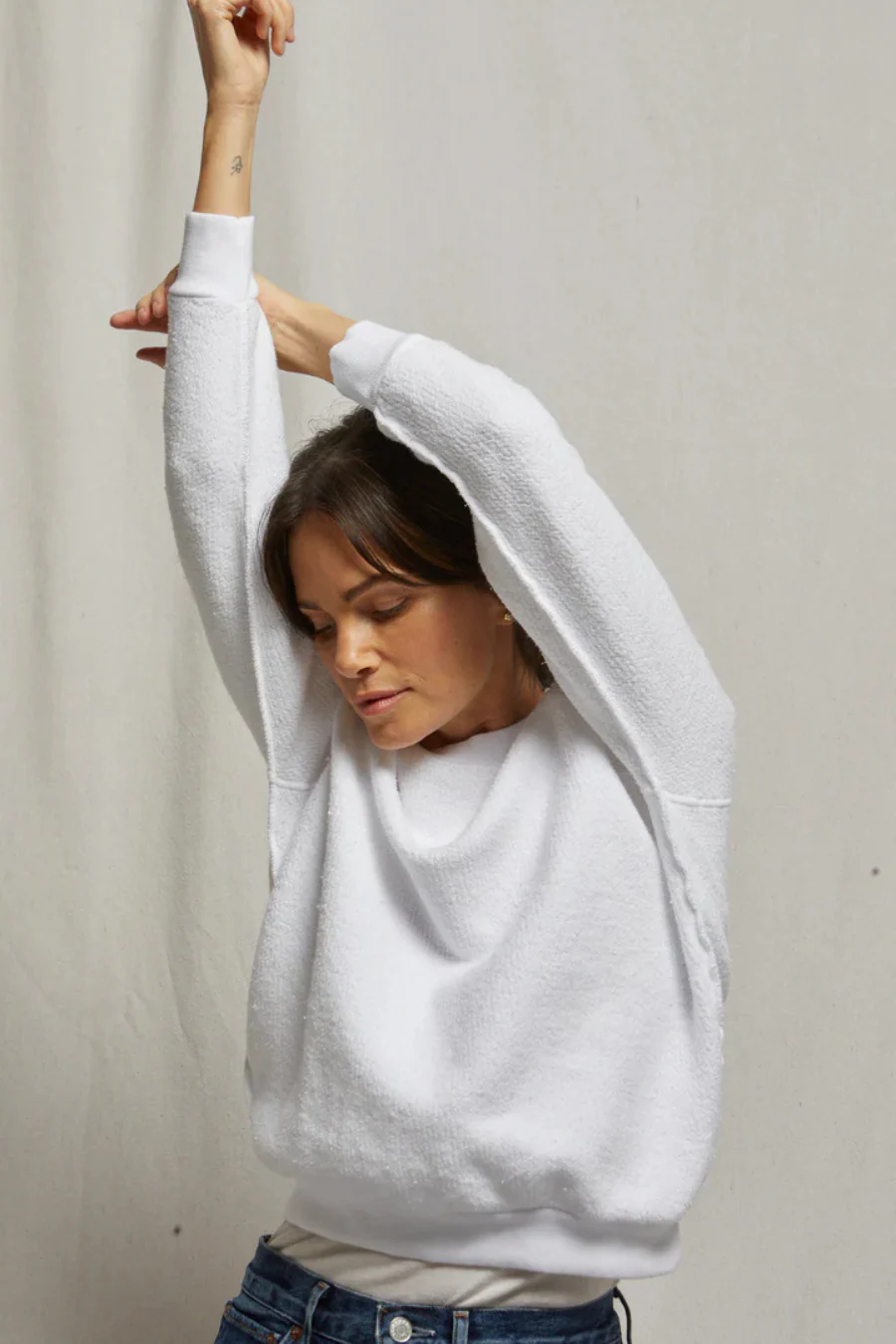 Ziggy Cotton Fleece Crew White - Image 3